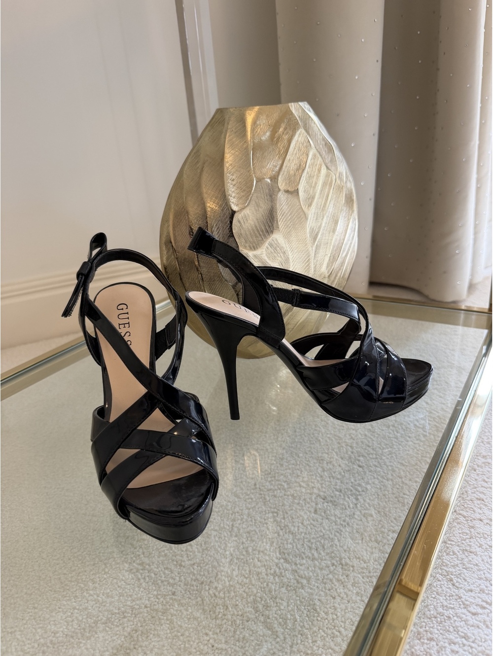 Guess Patent Platform Strappy Sandals